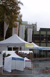 Gazebo Hire for Coventry University in front of Alan Berry Building