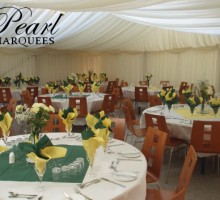 Party Marquee with green and yellow table decor